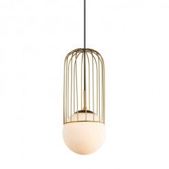 Lampa wisząca MATTY MDM-3939/1 GD Italux ZŁOTA loftowa z białą kulą