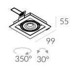 Lampa wpuszczana Tweet 50.1 mini.LED Labra  4.1160 z ramką LED techniczna kwadrat z ramką ruchoma głowica różne kolory wykończenia - 3