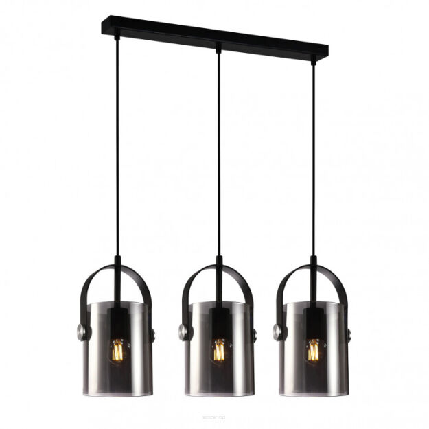 Lampa wisząca Nanesma PND-32453-3-BK+SG nowoczesna potrójna dymione klosze kształtem przypomina wiaderko
