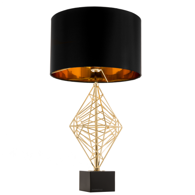  Lampa stołowa  Caracas - T01977AU Cosmo Light  Klosz jest czary ze złotym wnętrzem fantazyjna podstawa  w kolorze złota