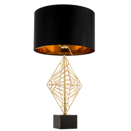  Lampa stołowa  Caracas - T01977AU Cosmo Light  Klosz jest czary ze złotym wnętrzem fantazyjna podstawa  w kolorze złota