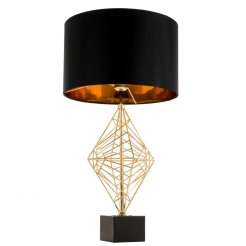  Lampa stołowa  Caracas - T01977AU Cosmo Light  Klosz jest czary ze złotym wnętrzem fantazyjna podstawa  w kolorze złota