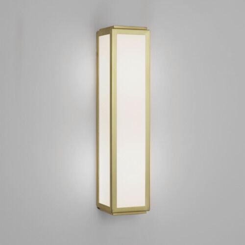 Kinkiet LAMPA łazienkowa ścienna MASHIKO 360 CLASSIC Astro  7801 złoty mat biały klosz prostokąt 1121037