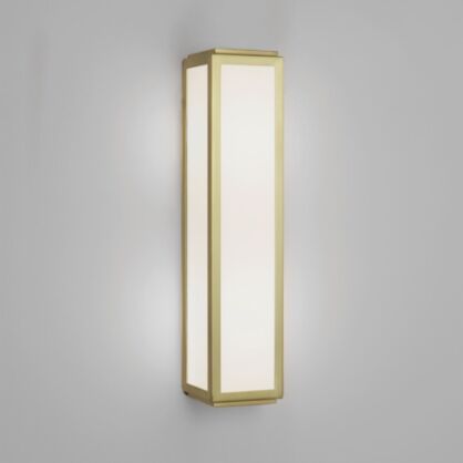 Kinkiet LAMPA łazienkowa ścienna MASHIKO 360 CLASSIC Astro  7801 złoty mat biały klosz prostokąt 1121037