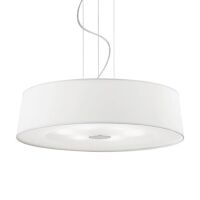 Lampa wisząca Hilton SP6 Ideal Lux  075518   Klosz z folii PVC pokrytej tkaniną i od dołu piaskowanym szkłem metalowa rama w  kolorze chromu