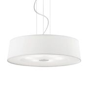 Lampa wisząca Hilton SP6 Ideal Lux  075518   Klosz z folii PVC pokrytej tkaniną i od dołu piaskowanym szkłem metalowa rama w  kolorze chromu