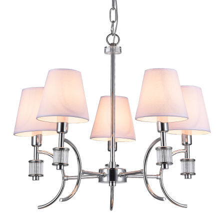 LAMPA WISZĄCA LIVERPOOL EFEKTOWNA CHROMOWY KORPUS MATERIAŁOWE ABAŻURY KRYSZTAŁOWY AKCENT COSMO LIGHT P05100CH 