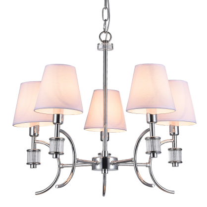 LAMPA WISZĄCA LIVERPOOL EFEKTOWNA CHROMOWY KORPUS MATERIAŁOWE ABAŻURY KRYSZTAŁOWY AKCENT COSMO LIGHT P05100CH 