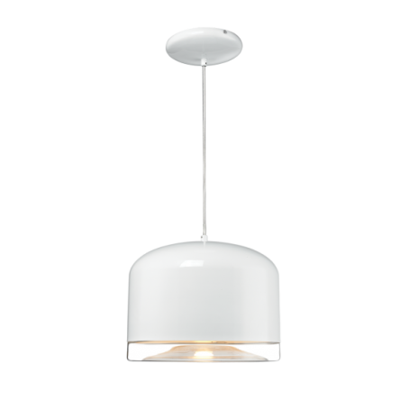 Lampa wisząca Trondheim - P01086WH Cosmo Light klosz biały z przezroczystą soczewką od spodu średnica 30 cm