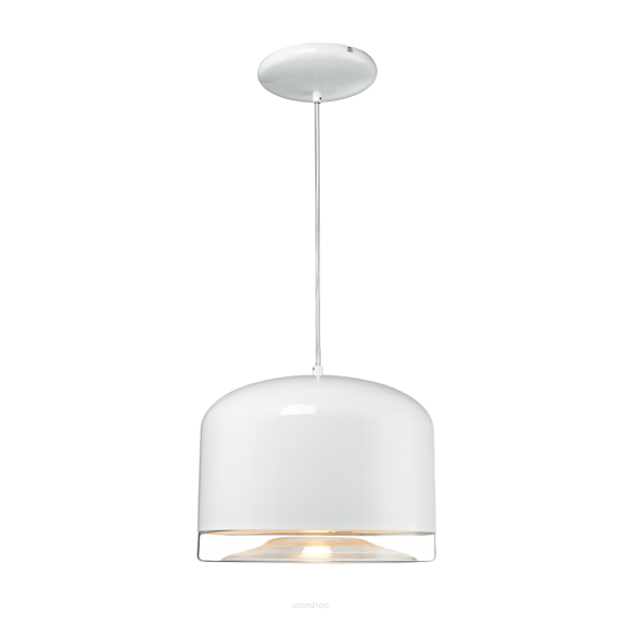 Lampa wisząca Trondheim - P01086WH Cosmo Light klosz biały z przezroczystą soczewką od spodu średnica 30 cm