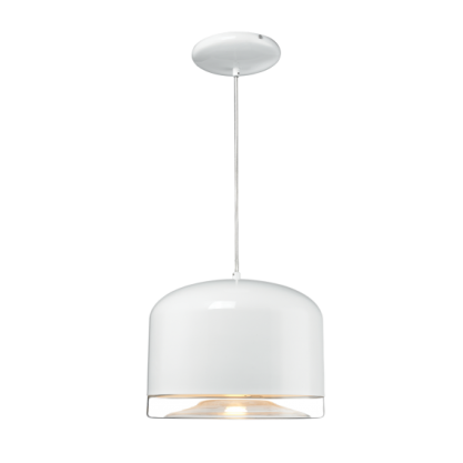 Lampa wisząca Trondheim - P01086WH Cosmo Light klosz biały z przezroczystą soczewką od spodu średnica 30 cm