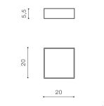 Plafon zewnętrzny łazienkowy CASPER SQUARE Azzardo kwadrat 20 cm szary 3000K/4000K - 3