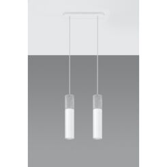 LAMPA  WISZĄCA BORGIO 2 BIAŁE  STALOWE TUBY ZAKOŃCZONE BETONEM IDEALNA DO SALONU SL.0648 SOLLUX