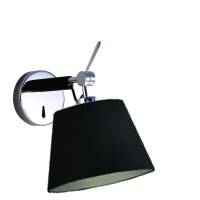 Kinkiet Zyta AZzardo AZ1565  jest z metalu o wykończeniu chromowanym i czarnego materiału nowoczesna abażur w kształcie ściętego stożka