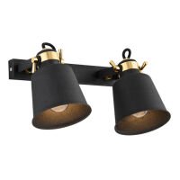 Kinkiet KONGO 876 Argon Podwójny czarny z elementami w kolorze mosiądzu