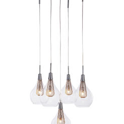 Lampa wisząca Elektra 5 AZzardo MD15002028-5A AZ1690 wykonana jest z aluminium oraz szkła w kolorze transparentnym/ złotym styl skandynawski