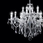 Lampa wiszaca Florian SP18 CROMO Ideal Lux  075150  metalowa oprawa w kolorze chromu podstawki z przezroczystego szkła ozdobiony jest zawieszkami z kryształków - 3