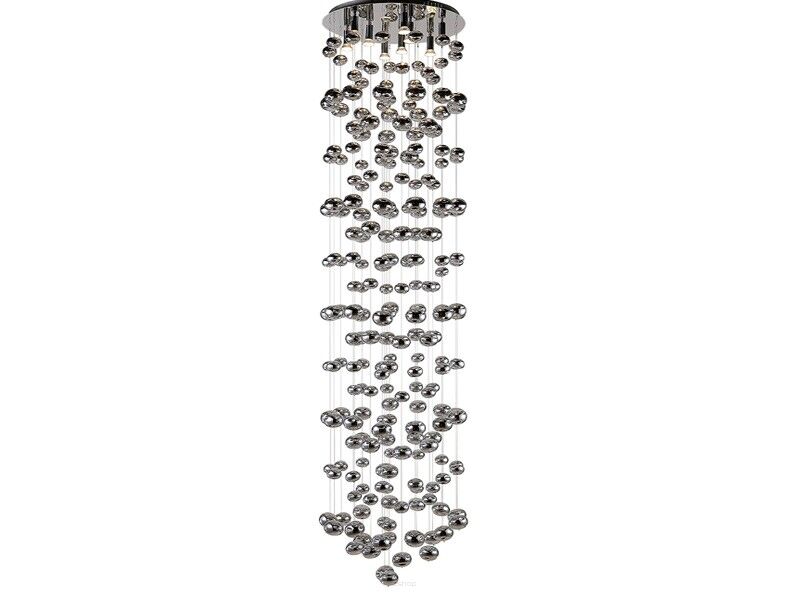 Lampa wisząca Luvia XXL AZzardo AZ1296 wykonana jest z metalu i szkła w kolorze chromu podstawa ma kształt okrągły
