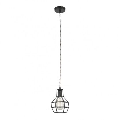 Lampa wisząca Constantin MDM2272-1 Italux styl vintage lampa ma kolor czarny klosz jest z drutu o nietypowym kształcie