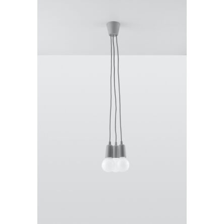 LAMPA WISZĄCA DIEGO 3  SZARA SOLLUX  Lampa Ścienna NOWOCZESNY stal  SL.0576 metalowa lampa LED
