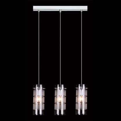 Lampa wisząca Max   MDM1957-3 Italux nowoczesna lampa wykończenie w kolorze chromu klosz w kształcie tuby mlecznym wzorem podsufitka na listwie