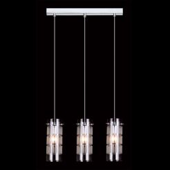 Lampa wisząca Max   MDM1957-3 Italux nowoczesna lampa wykończenie w kolorze chromu klosz w kształcie tuby mlecznym wzorem podsufitka na listwie
