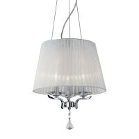 Lampa wisząca Pegaso SP3 Ideal Lux  059235  metalowa oprawa wykończona w chromie klosze  z białej organzy