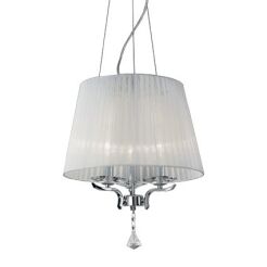 Lampa wisząca Pegaso SP3 Ideal Lux  059235  metalowa oprawa wykończona w chromie klosze  z białej organzy