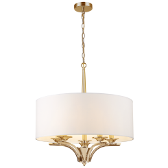 LAMPA WISZĄCA ATLANTA NIESAMOWITA EFEKTOWNA ZE ZŁOTYM KORPUSEM I TRADYCYJNYM BIAŁYM ABAŻUREM  COSMO LIGHT P05797AU