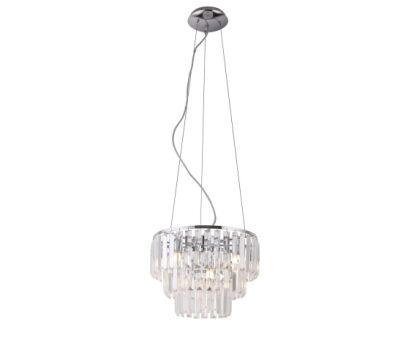 Lampa wisząca Monaco P0259 Maxlight z metalu i szkła okrągła kryształowa 