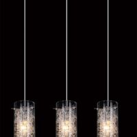 Lampa wisząca Ibiza MDM1903/3 Italux nowoczesna lampa wykończenie w kolorze chromu klosze w kształcie tub ze szkła z ozdobnymi drucikami podsufitka na listwie