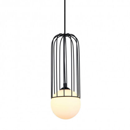 Lampa wisząca Simon MDM-3938/1 BK Italux Okrągła podsufitka czarna szklana kula 