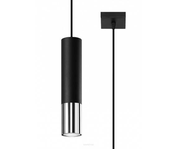 Lampa wisząca LOOPEZ SL.0940 Sollux tuba czarna/ chrom