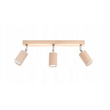 PLAFON BERG 3 LAMPA SUFITOWA NATURALNE DREWNO+CHROM 3 RUCHOME ŹRÓDŁA ŚWIATŁĄ IDEALNA DO SALONU TUBA NOWOCZESNA SL.0703 SOLLUX