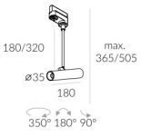 Reflektor Stik 35.1 Adaptor 3F Labra    tuba LED do montażu na szynie techniczna różne kolory wykończenia na wysięgniku - 4