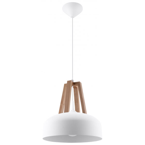 LAMPA WISZĄCA CASCO Biała/Czarne Drewno Oświetlenie LED stal Nowoczesna  SL.0388  SOLLUX LIGHTING