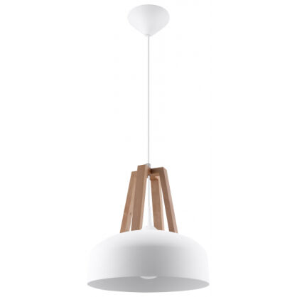 LAMPA WISZĄCA CASCO Biała/Czarne Drewno Oświetlenie LED stal Nowoczesna  SL.0388  SOLLUX LIGHTING