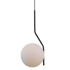 Lampa wisząca  CARIMI PND-3300-1-BK Italux  PONADCZASOWY BIAŁY KLOSZ E27 CZARNY SATYNOWY KORPUS