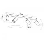 LAMPA SUFITOWA LISTWA SUFITOWA  RING 4L Szary SOLLUX  Lampa Ścienna NOWOCZESNY stal  SL.0453 metalowa lampa  SOLLUX LIGHTING tuby - 4