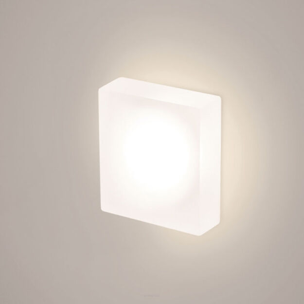 LAMPA SCHODOWA ELKIM LESEL 008 L Kwadratowa biała aluminium+szkło akrylowe LED 3000K/4000K  IP44/20