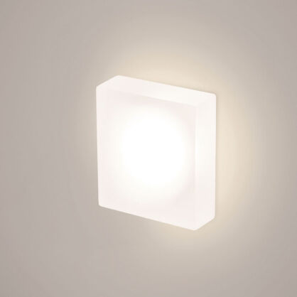 LAMPA SCHODOWA ELKIM LESEL 008 L Kwadratowa biała aluminium+szkło akrylowe LED 3000K/4000K  IP44/20