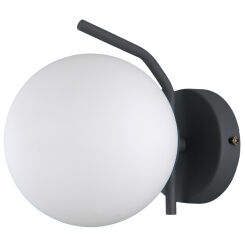 KINKIET  CARIMI WL-3300-1-BK Italux  NOWOCZESNA LAMPA ŚCIENNA SZKLANY KLOSZ CZARNY SATYNOWY