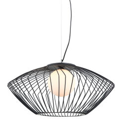 Lampa wisząca ZENO MDM-3844-1 BK ITALUX NIESTANDARDOWE WYKONANIE- POŁĄCZENIE DRUCIANEGO ABAŻURU ZE SZKLANYM KLOSZEM