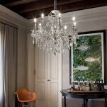 Lampa wisząca Gioconda SP6 ARGENTO Ideal Lux  044927   z odlewu metalu w kolorze złotym wisiorki  z kryształków - 2