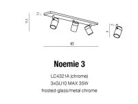 Listwa sufitowa Noemie 3  AZzardo LC4321A AZ1306 wykonana z metalu w kolorze chromu i szkła główki w kształcie tub - 2