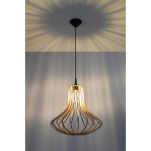 NIETYPOWA LAMPA  WISZĄCA ELZA NATURALNE DREWNO AŻUROWY KLOSZ NOWOCZESNA SL.0641 SOLLUX - 3