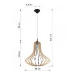 NIETYPOWA LAMPA  WISZĄCA ELZA NATURALNE DREWNO AŻUROWY KLOSZ NOWOCZESNA SL.0641 SOLLUX - 5