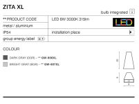 Lampa ścienna/kinkiet ZITA XL AZ2200 IP54 ciemno/szara LED 6W geometryczny kształt - 4
