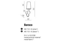 Kinkiet BAROCO CZARNY AZzardo AZ0062 styl barokowy z tkaniny i metalu - 3