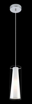 Lampa wisząca Carole MDM-1668/1B Italux   nowoczesna lampa wykończenie w kolorze chromu klosz w kształcie tuby ze szkła transparentnego  wewnatrz mleczny stożek